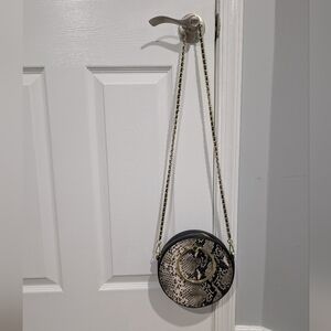 Ted Baker Debbs Black Exotic Stab Stitch Circle Crossbody Bag - Snake Print